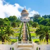 Hot Bahai-wereldcentrum in Israël fotobehang Bloemen | Architectuur