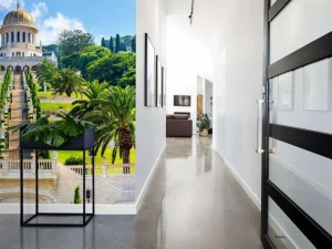 Hot Bahai-wereldcentrum in Israël fotobehang Bloemen | Architectuur