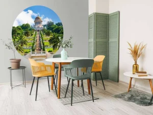 Hot Bahai-wereldcentrum in Israël fotobehang Bloemen | Architectuur