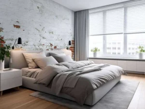 Clearance Bakstenen muur met beton fotobehang Gang