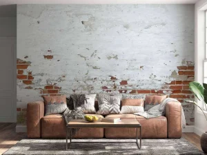 Clearance Bakstenen muur met beton fotobehang Gang