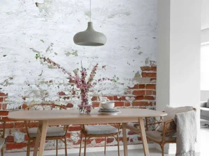 Clearance Bakstenen muur met beton fotobehang Gang