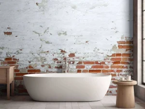 Clearance Bakstenen muur met beton fotobehang Gang