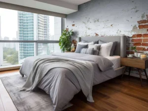 Clearance Bakstenen muur met beton fotobehang Gang
