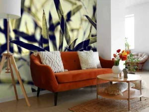 Online Bamboe bladeren in de zon fotobehang Woonkamer | Bloemen