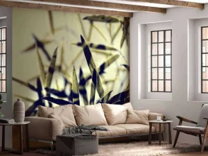 Online Bamboe bladeren in de zon fotobehang Woonkamer | Bloemen
