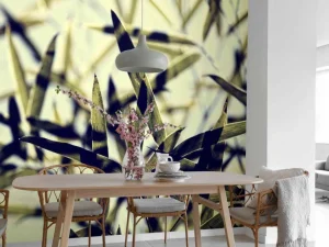 Online Bamboe bladeren in de zon fotobehang Woonkamer | Bloemen