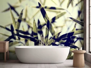 Online Bamboe bladeren in de zon fotobehang Woonkamer | Bloemen