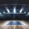 Online Basketbal arena met een houten vloer fotobehang Kinderkamer | Sport