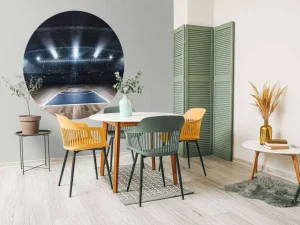 Online Basketbal arena met een houten vloer fotobehang Kinderkamer | Sport