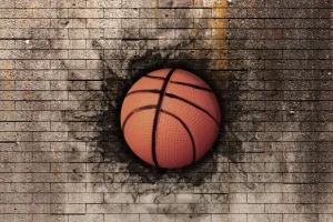 Sale Basketbal in een stenen muur fotobehang Kinderkamer | Sport