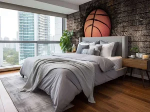 Sale Basketbal in een stenen muur fotobehang Kinderkamer | Sport