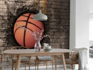 Sale Basketbal in een stenen muur fotobehang Kinderkamer | Sport