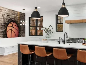 Sale Basketbal in een stenen muur fotobehang Kinderkamer | Sport
