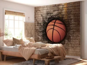 Sale Basketbal in een stenen muur fotobehang Kinderkamer | Sport
