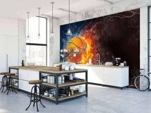 Online Basketbal met veel kracht fotobehang Kinderkamer | Sport