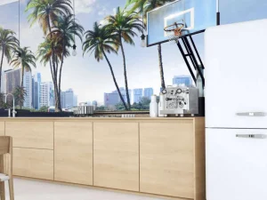 Fashion Basketbalveld in een moderne stad fotobehang Tienerkamer | Sport