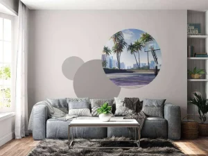 Fashion Basketbalveld in een moderne stad fotobehang Tienerkamer | Sport