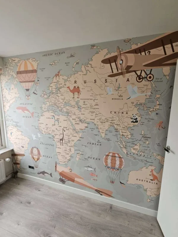 Discount Beige wereldkaart Kinderkamer | Dieren