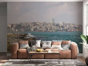 Outlet Beşiktaş vanaf het water fotobehang Architectuur