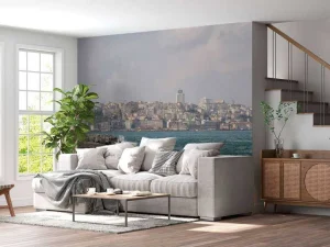 Outlet Beşiktaş vanaf het water fotobehang Architectuur