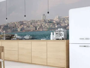Outlet Beşiktaş vanaf het water fotobehang Architectuur