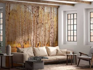 Best Berkenbomen in de Herfst fotobehang Bloemen