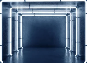 Outlet Betonnen neon verlichte garage fotobehang Computerkamer | 3d