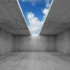 Best Betonnen ruimte met open dak fotobehang 3d