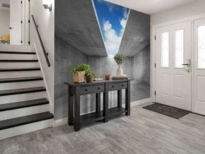 Best Betonnen ruimte met open dak fotobehang 3d
