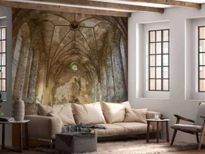 Discount Binnenkant oude kerk fotobehang Architectuur