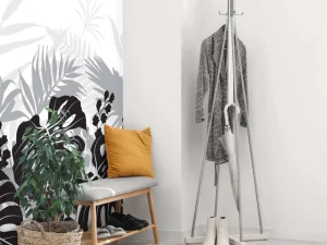 Best Bladeren silhouet in zwart-wit fotobehang Gang | Bloemen