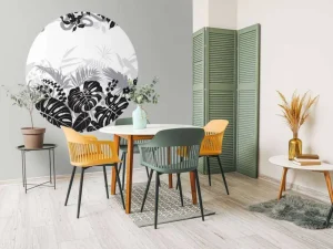 Best Bladeren silhouet in zwart-wit fotobehang Gang | Bloemen