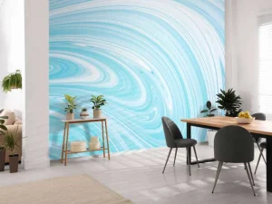Online Blauw verfmengsel fotobehang Oppervlakten