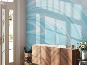 Online Blauw verfmengsel fotobehang Oppervlakten