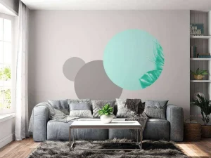 Discount Blauwe achtergrond met exotische bladeren fotobehang Tienerkamer | Bloemen
