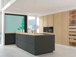 Discount Blauwe achtergrond met exotische bladeren fotobehang Tienerkamer | Bloemen