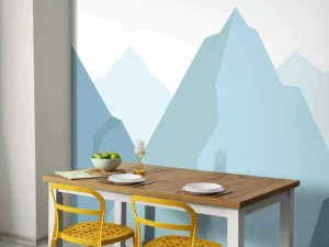 Clearance Blauwe bergen fotobehang Babykamer