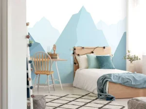 Clearance Blauwe bergen fotobehang Babykamer