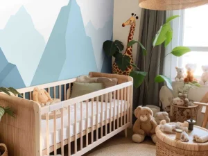 Clearance Blauwe bergen fotobehang Babykamer