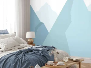 Clearance Blauwe bergen fotobehang Babykamer