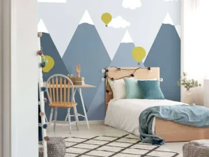 Sale Blauwe bergen met luchtballonnen Kinderkamer