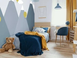 Sale Blauwe bergen met luchtballonnen Kinderkamer