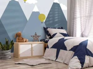 Sale Blauwe bergen met luchtballonnen Kinderkamer