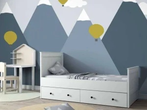 Sale Blauwe bergen met luchtballonnen Kinderkamer