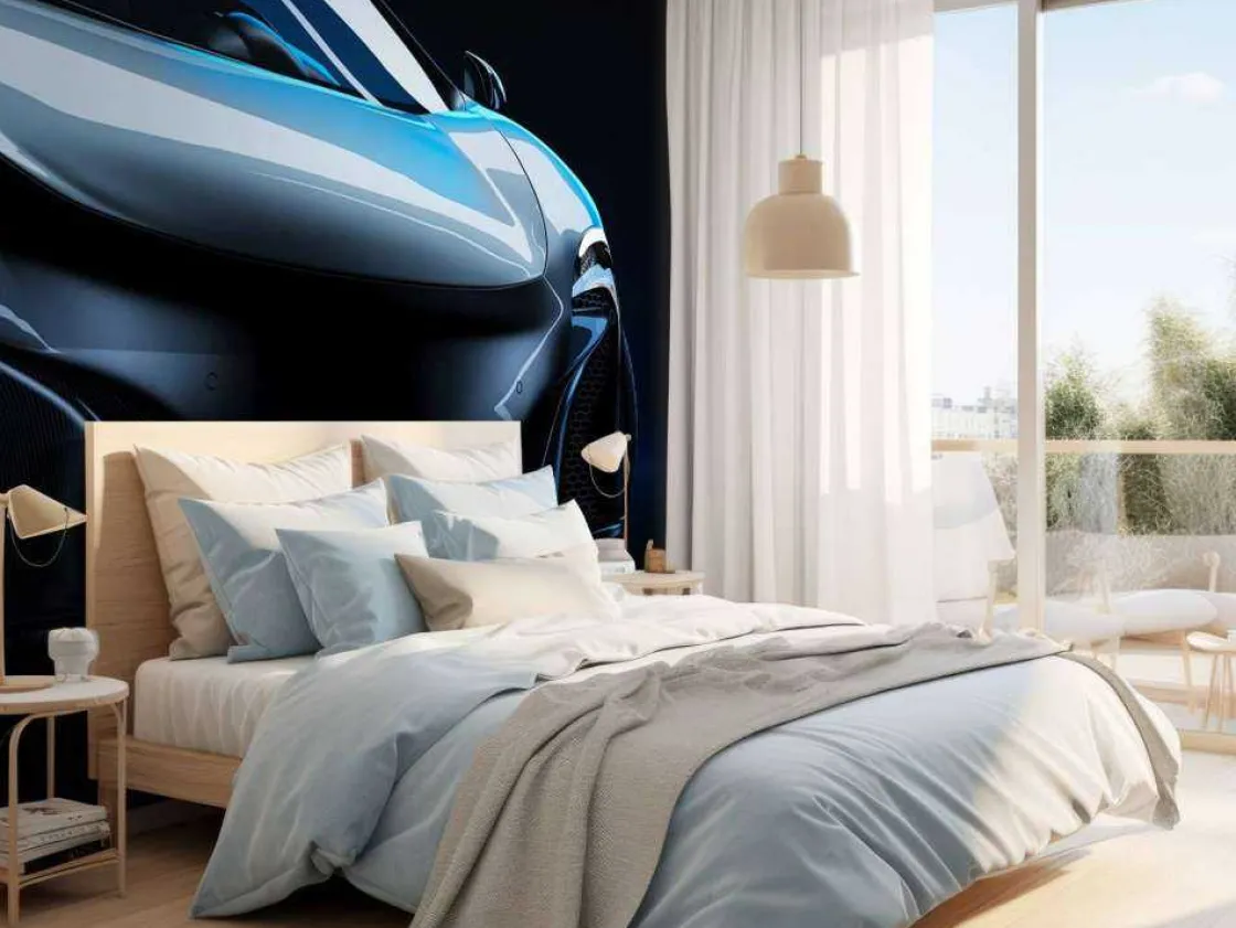 blauwe_sportwagen_design__9.webp Best Blauwe sportwagen design fotobehang Kinderkamer | Transport