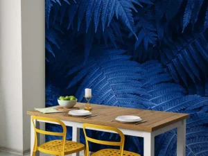 Hot Blauwe varenbladeren fotobehang Bloemen