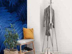Hot Blauwe varenbladeren fotobehang Bloemen