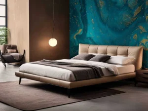 New Blauwe verf met gouden glitter poeder fotobehang Kunst & Design