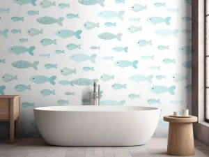 Best Blauwe visjes print fotobehang Babykamer